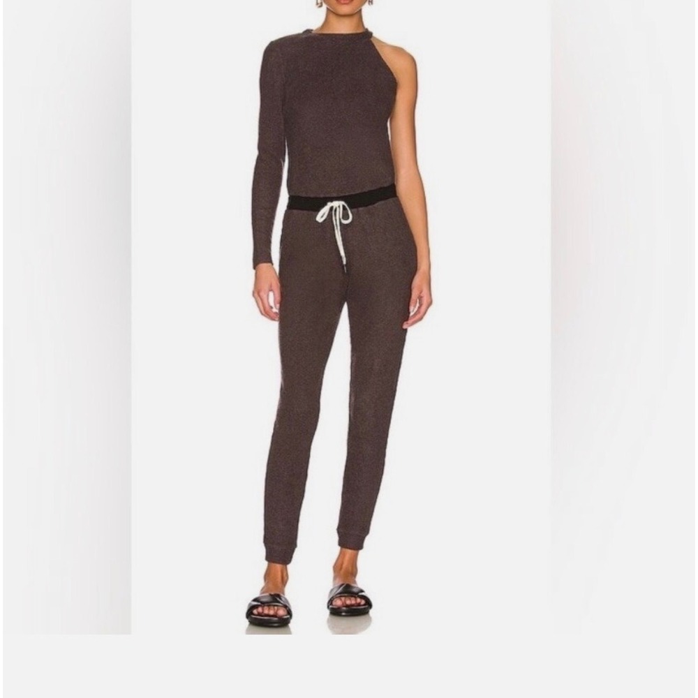 n:philanthropy Womens Charcoal One Shoulder Long Sleeve Jumpsuit Jogger M b1 - Picture 2 of 5